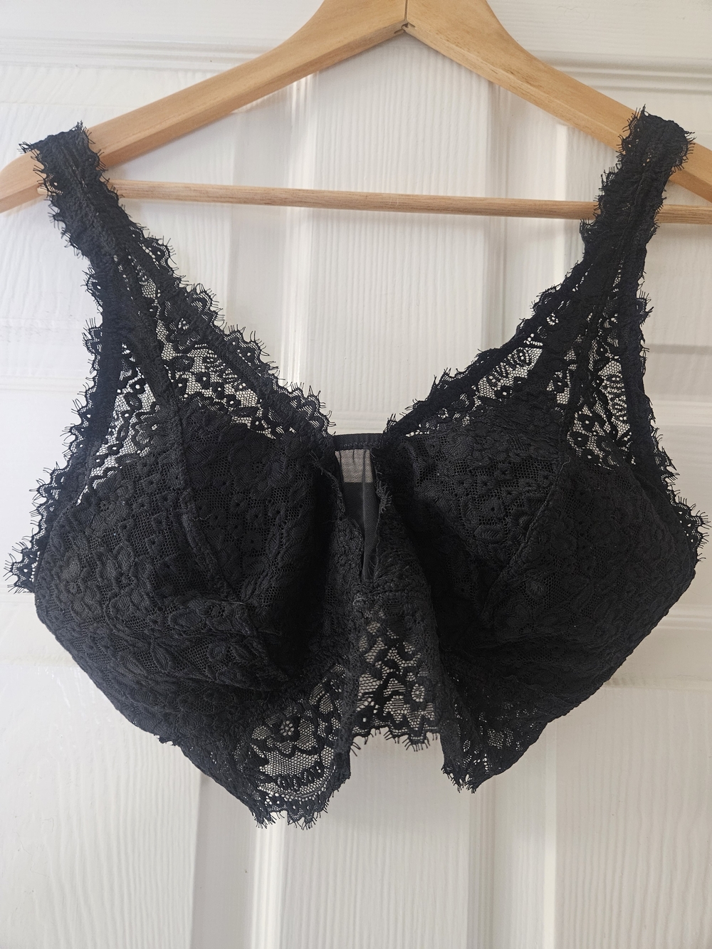 Aerie Black Lace Bralette with Delicate Scalloped Edges